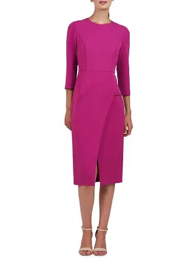 Kay Unger Women's Doreen Draped Midi-Dress - Vivid Berry | Thumbnail 4 Kay Unger Women's Doreen Draped Midi-Dress - Vivid Berry | Thumbnail 4