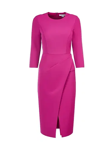 Kay Unger Women's Doreen Draped Midi-Dress - Vivid Berry | Thumbnail 1 Kay Unger Women's Doreen Draped Midi-Dress - Vivid Berry | Thumbnail 1