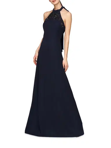 Kay Unger Women's Josephina Column Halterneck Gown - French Navy | Thumbnail 2 Kay Unger Women's Josephina Column Halterneck Gown - French Navy | Thumbnail 2