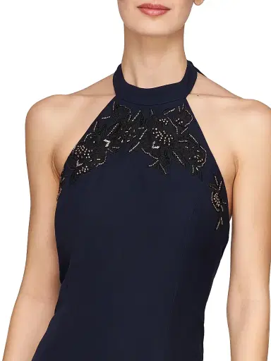 Kay Unger Women's Josephina Column Halterneck Gown - French Navy | Thumbnail 7 Kay Unger Women's Josephina Column Halterneck Gown - French Navy | Thumbnail 7