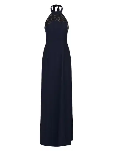 Kay Unger Women's Josephina Column Halterneck Gown - French Navy | Thumbnail 1 Kay Unger Women's Josephina Column Halterneck Gown - French Navy | Thumbnail 1