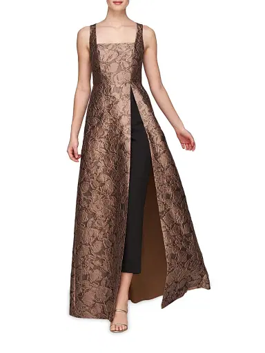 Kay Unger Women's Emerson Jacquard Walk-Through Jumpsuit | Thumbnail 4 Kay Unger Women's Emerson Jacquard Walk-Through Jumpsuit | Thumbnail 4