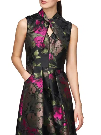 Kay Unger Women's Rosemarie Floral Jacquard Cocktail Dress - Bright Rose Multi | Thumbnail 5 Kay Unger Women's Rosemarie Floral Jacquard Cocktail Dress - Bright Rose Multi | Thumbnail 5