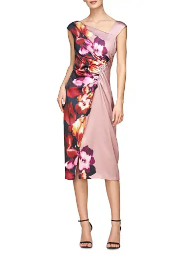 Kay Unger Women's Ilssa Asymmetric Midi-Dress - Woodrose Multi | Thumbnail 2 Kay Unger Women's Ilssa Asymmetric Midi-Dress - Woodrose Multi | Thumbnail 2