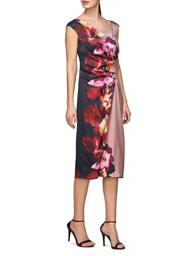 Kay Unger Women's Ilssa Asymmetric Midi-Dress - Woodrose Multi | Thumbnail 4 Kay Unger Women's Ilssa Asymmetric Midi-Dress - Woodrose Multi | Thumbnail 4