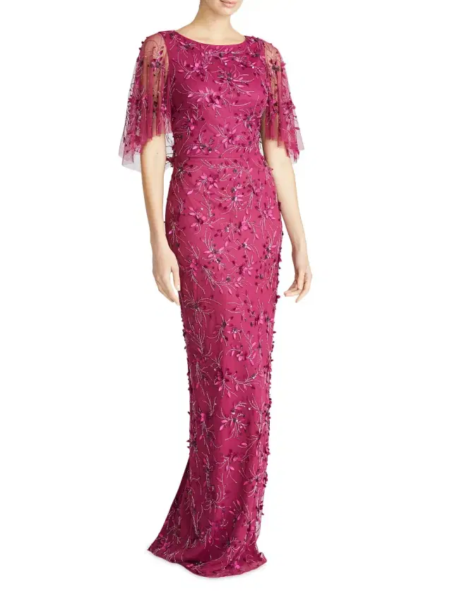 Women's Romina Beaded Column Gown - Rosewood Women's Romina Beaded Column Gown - Rosewood