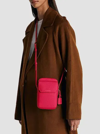 Maison de Sabre Leather Zip Phone Pouch - Shibuya Fuchsia | Thumbnail 2 Maison de Sabre Leather Zip Phone Pouch - Shibuya Fuchsia | Thumbnail 2