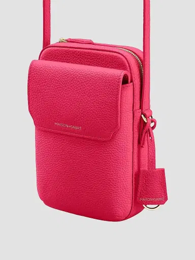 Maison de Sabre Leather Zip Phone Pouch - Shibuya Fuchsia | Thumbnail 5 Maison de Sabre Leather Zip Phone Pouch - Shibuya Fuchsia | Thumbnail 5