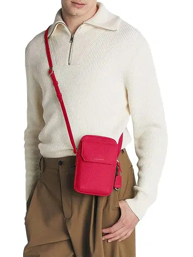 Maison de Sabre Leather Zip Phone Pouch - Shibuya Fuchsia | Thumbnail 1 Maison de Sabre Leather Zip Phone Pouch - Shibuya Fuchsia | Thumbnail 1