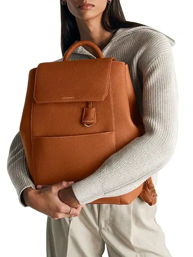 Maison de Sabre Women's Large Leather Soft Backpack - Pecan Brown | Thumbnail 3 Maison de Sabre Women's Large Leather Soft Backpack - Pecan Brown | Thumbnail 3