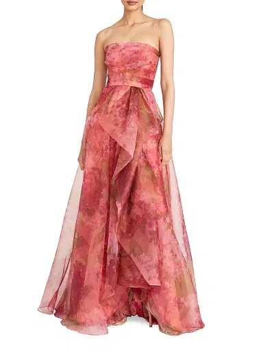 Theia Women's Fahreta Floral Strapless Gown - Printed Wisteria | Thumbnail 2 Theia Women's Fahreta Floral Strapless Gown - Printed Wisteria | Thumbnail 2