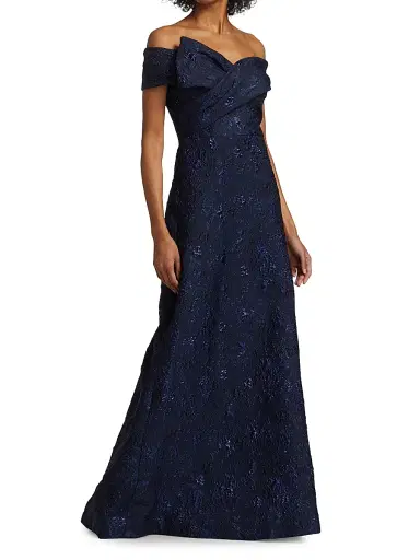 Teri Jon by Rickie Freeman Women's Off-The-Shoulder Gown - Sapphire - Size 6 | Thumbnail 2 Teri Jon by Rickie Freeman Women's Off-The-Shoulder Gown - Sapphire - Size 6 | Thumbnail 2