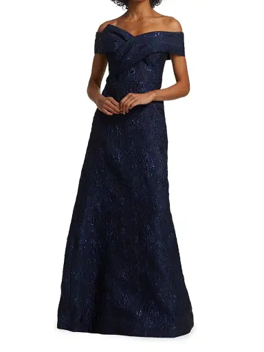 Teri Jon by Rickie Freeman Women's Off-The-Shoulder Gown - Sapphire - Size 6 | Thumbnail 3 Teri Jon by Rickie Freeman Women's Off-The-Shoulder Gown - Sapphire - Size 6 | Thumbnail 3