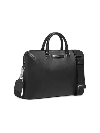 ZEGNA Men's Calf Leather Business Bag - Black 0 | Thumbnail 3 ZEGNA Men's Calf Leather Business Bag - Black 0 | Thumbnail 3