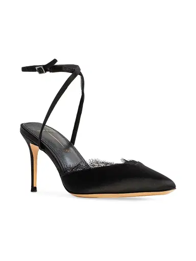 Black Suede Studio Women's Lace 80MM Satin Pumps - Black Satin - Size 12 | Thumbnail 3 Black Suede Studio Women's Lace 80MM Satin Pumps - Black Satin - Size 12 | Thumbnail 3