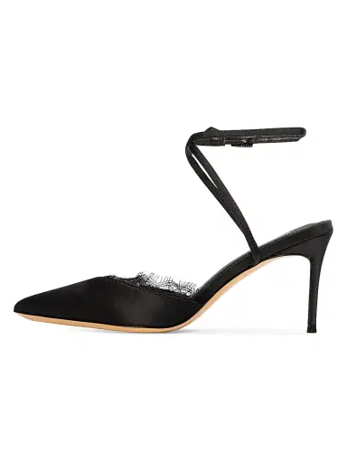 Black Suede Studio Women's Lace 80MM Satin Pumps - Black Satin - Size 12 | Thumbnail 4 Black Suede Studio Women's Lace 80MM Satin Pumps - Black Satin - Size 12 | Thumbnail 4