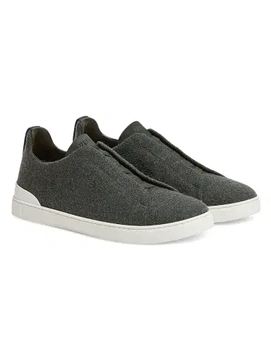 ZEGNA Men's Oasi Cashmere Triple Stitch Sneakers - Green | Thumbnail 2 ZEGNA Men's Oasi Cashmere Triple Stitch Sneakers - Green | Thumbnail 2