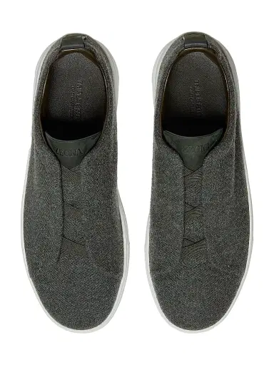 ZEGNA Men's Oasi Cashmere Triple Stitch Sneakers - Green | Thumbnail 4 ZEGNA Men's Oasi Cashmere Triple Stitch Sneakers - Green | Thumbnail 4