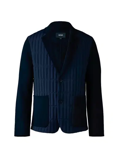 Mackage Men's John Mixed-Media Vertical Quilted Blazer - Navy - Size 36 | Thumbnail 1 Mackage Men's John Mixed-Media Vertical Quilted Blazer - Navy - Size 36 | Thumbnail 1
