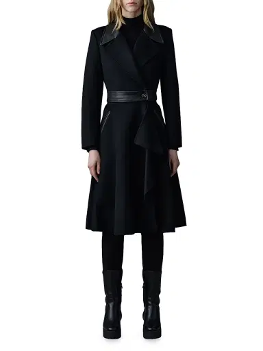 Mackage Women's Rose Wool and Leather Coat - Black | Thumbnail 2 Mackage Women's Rose Wool and Leather Coat - Black | Thumbnail 2
