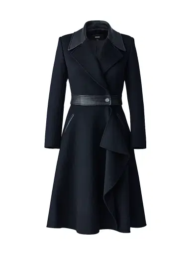 Mackage Women's Rose Wool and Leather Coat - Black | Thumbnail 1 Mackage Women's Rose Wool and Leather Coat - Black | Thumbnail 1