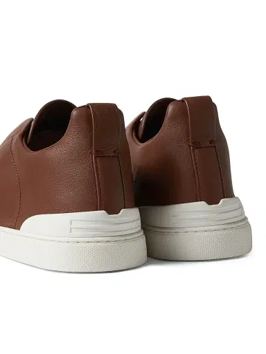 Zegna Men's Secondskin Triple Stitch Sneakers - Almond Brown | Thumbnail 5 Zegna Men's Secondskin Triple Stitch Sneakers - Almond Brown | Thumbnail 5