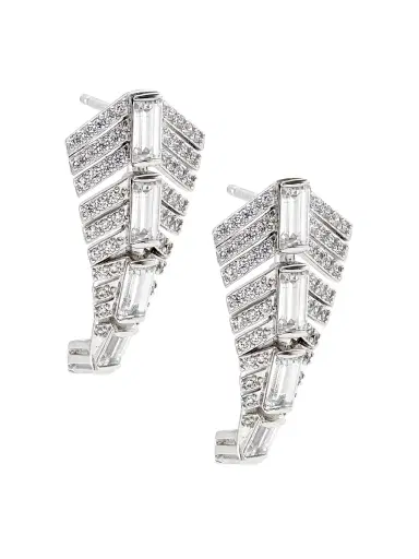 Adriana Orsini Women's Naomi Deco Sterling Silver & Cubic Zirconia J-Hoop Earrings - Silver | Thumbnail 1 Adriana Orsini Women's Naomi Deco Sterling Silver & Cubic Zirconia J-Hoop Earrings - Silver | Thumbnail 1