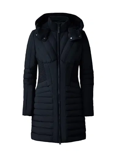 Mackage Women's Oksana Smocked Long Down Coat - Black | Thumbnail 1 Mackage Women's Oksana Smocked Long Down Coat - Black | Thumbnail 1
