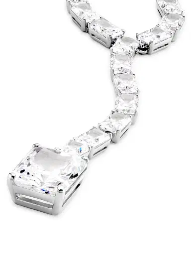 Adriana Orsini Women's Naomi Rhodium-Plated & Cubic Zirconia Y Necklace - Silver | Thumbnail 4 Adriana Orsini Women's Naomi Rhodium-Plated & Cubic Zirconia Y Necklace - Silver | Thumbnail 4