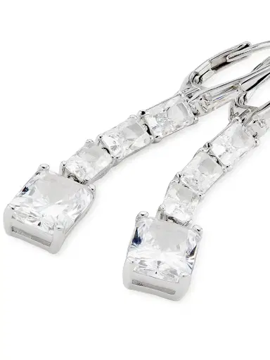 Adriana Orsini Women's Naomi Sterling Silver & Cubic Zirconia Linear Earrings - Silver | Thumbnail 4 Adriana Orsini Women's Naomi Sterling Silver & Cubic Zirconia Linear Earrings - Silver | Thumbnail 4