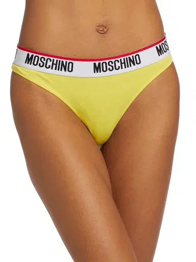 MOSCHINO Women's Donna Logo-Detailed Thong Bikini Bottoms - Yellow | Thumbnail 3 MOSCHINO Women's Donna Logo-Detailed Thong Bikini Bottoms - Yellow | Thumbnail 3