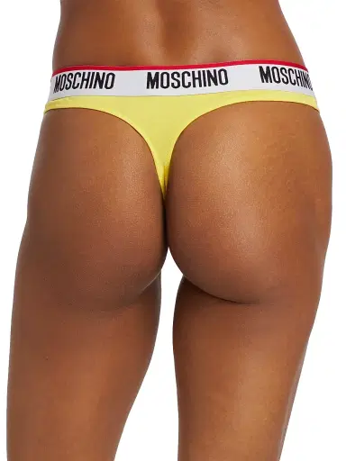 MOSCHINO Women's Donna Logo-Detailed Thong Bikini Bottoms - Yellow | Thumbnail 4 MOSCHINO Women's Donna Logo-Detailed Thong Bikini Bottoms - Yellow | Thumbnail 4