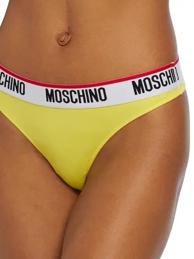 MOSCHINO Women's Donna Logo-Detailed Thong Bikini Bottoms - Yellow | Thumbnail 5 MOSCHINO Women's Donna Logo-Detailed Thong Bikini Bottoms - Yellow | Thumbnail 5