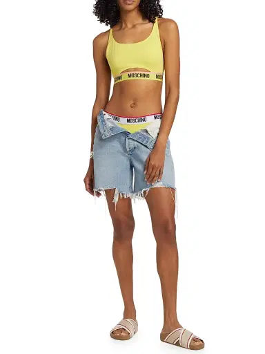 MOSCHINO Women's Donna Logo-Detailed Bikini Top - Yellow - Size Small | Thumbnail 2 MOSCHINO Women's Donna Logo-Detailed Bikini Top - Yellow - Size Small | Thumbnail 2