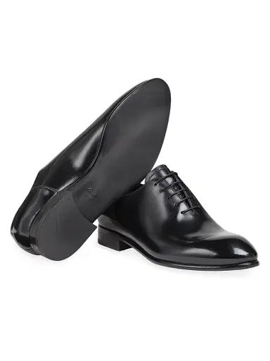 ZEGNA Men's Hand-Buffed Leather Vienna Evening Wholecut Oxford - Black | Thumbnail 4 ZEGNA Men's Hand-Buffed Leather Vienna Evening Wholecut Oxford - Black | Thumbnail 4