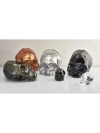 Nude Glass Memento Mori Faceted Large Clear Skull - Opal White | Thumbnail 1 Nude Glass Memento Mori Faceted Large Clear Skull - Opal White | Thumbnail 1