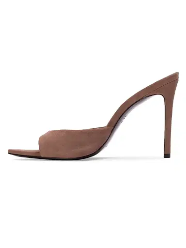 Black Suede Studio Women's Brea 100MM Suede Mules - Taupe Suede - Size 11 | Thumbnail 4 Black Suede Studio Women's Brea 100MM Suede Mules - Taupe Suede - Size 11 | Thumbnail 4