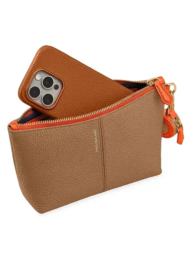 MAISON de SABRÉ Women's Small Leather Flaire Pouch - Manhattan Sandstone | Thumbnail 2 MAISON de SABRÉ Women's Small Leather Flaire Pouch - Manhattan Sandstone | Thumbnail 2