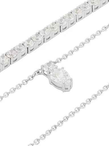 Adriana Orsini Women's Loveall 18K-White-Gold-Plated & Cubic Zirconia Double-Chain Necklace - White Gold | Thumbnail 4 Adriana Orsini Women's Loveall 18K-White-Gold-Plated & Cubic Zirconia Double-Chain Necklace - White Gold | Thumbnail 4