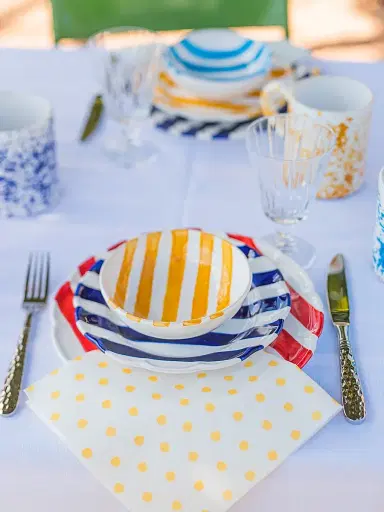 Vietri Amalfitana Stripe Dinner Plate - Red | Thumbnail 2 Vietri Amalfitana Stripe Dinner Plate - Red | Thumbnail 2