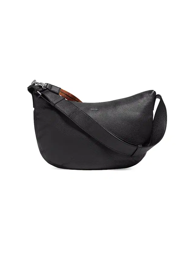 Men's Deerskin Hobo Panorama Mini Bag - Black Men's Deerskin Hobo Panorama Mini Bag - Black