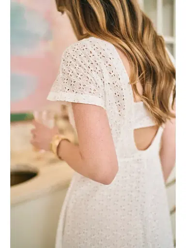 Baybala Women's Celia Cotton Eyelet Dress - Vanilla Eyelet - Size Small | Thumbnail 4 Baybala Women's Celia Cotton Eyelet Dress - Vanilla Eyelet - Size Small | Thumbnail 4