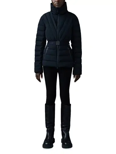 Mackage Women's Elita Belted Down Ski Jacket With Shearling Hood - Black | Thumbnail 2 Mackage Women's Elita Belted Down Ski Jacket With Shearling Hood - Black | Thumbnail 2