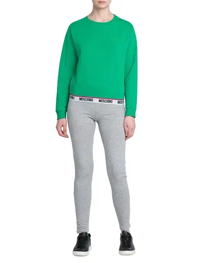 Moschino Women's Stretch-Cotton Crewneck Sweatshirt - Green | Thumbnail 2 Moschino Women's Stretch-Cotton Crewneck Sweatshirt - Green | Thumbnail 2