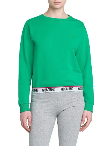 Moschino Women's Stretch-Cotton Crewneck Sweatshirt - Green | Thumbnail 3 Moschino Women's Stretch-Cotton Crewneck Sweatshirt - Green | Thumbnail 3