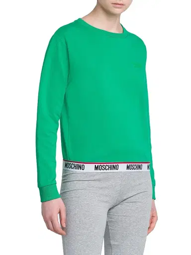 Moschino Women's Stretch-Cotton Crewneck Sweatshirt - Green | Thumbnail 4 Moschino Women's Stretch-Cotton Crewneck Sweatshirt - Green | Thumbnail 4