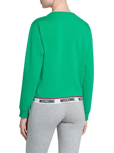 Moschino Women's Stretch-Cotton Crewneck Sweatshirt - Green | Thumbnail 5 Moschino Women's Stretch-Cotton Crewneck Sweatshirt - Green | Thumbnail 5