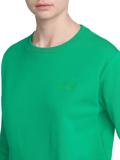 Moschino Women's Stretch-Cotton Crewneck Sweatshirt - Green | Thumbnail 6 Moschino Women's Stretch-Cotton Crewneck Sweatshirt - Green | Thumbnail 6