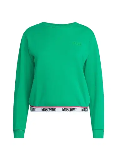Moschino Women's Stretch-Cotton Crewneck Sweatshirt - Green | Thumbnail 1 Moschino Women's Stretch-Cotton Crewneck Sweatshirt - Green | Thumbnail 1