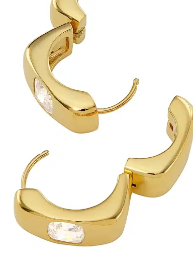 Adriana Orsini Women's Jolene 18K-Gold-Plated & Cubic Zirconia Square Huggie Hoop Earrings - Gold | Thumbnail 3 Adriana Orsini Women's Jolene 18K-Gold-Plated & Cubic Zirconia Square Huggie Hoop Earrings - Gold | Thumbnail 3